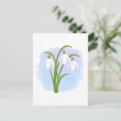Snowdruppels - Lentbloemen op Waterverf Blauw Briefkaart (Staand voorkant)