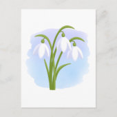 Snowdruppels - Lentbloemen op Waterverf Blauw Briefkaart (Voorkant)