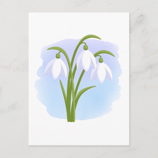 Snowdruppels - Lentbloemen op Waterverf Blauw Briefkaart (Voorkant)