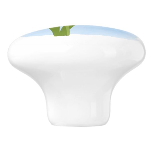 Snowdruppels - Lentbloemen op Waterverf Blauw Keramische Knop (Zijkant)