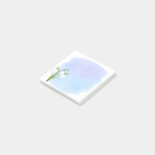 Snowdruppels - Lentbloemen op Waterverf Blauw Post-it® Notes (Schuin)
