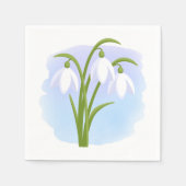 Snowdruppels - Lentbloemen op Waterverf Blauw Servet (Voorkant)