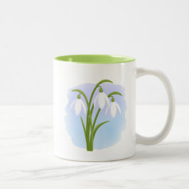 Snowdruppels - Lentbloemen op Waterverf Blauw Tweekleurige Koffiemok