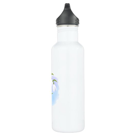 Snowdruppels - Lentbloemen op Waterverf Blauw Waterfles (Rechts)