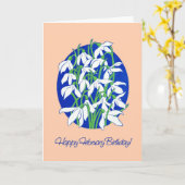  Snowdruppels op Blauw voor een Februari Dag Kaart (Gele Bloem)