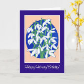 Snowdruppels op Blauw voor een Februari Dag Kaart (Gele Bloem)