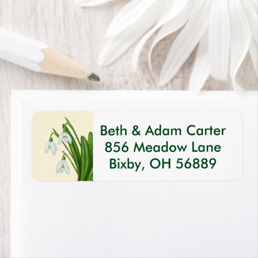 Snowdruppels retouradreslabel etiket (Insitu)