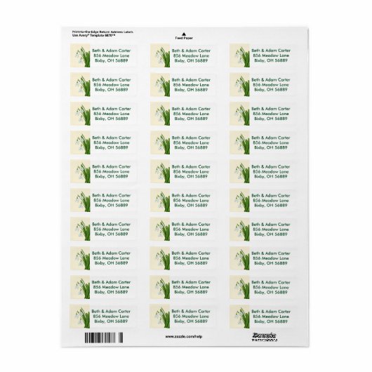 Snowdruppels retouradreslabel etiket (Full Sheet)