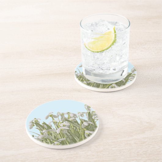 Snowdruppels Zandsteen Onderzetter (Zijkant)