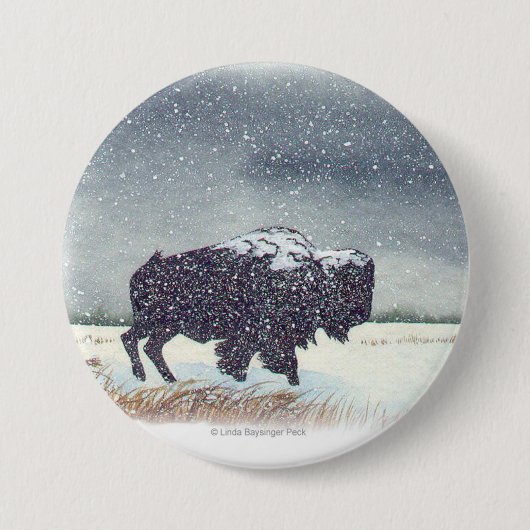 Snowdusted Bison Painting Ronde Button 7,6 Cm (Voorkant)