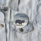 Snowdusted Bison Painting Ronde Button 7,6 Cm (In situ)