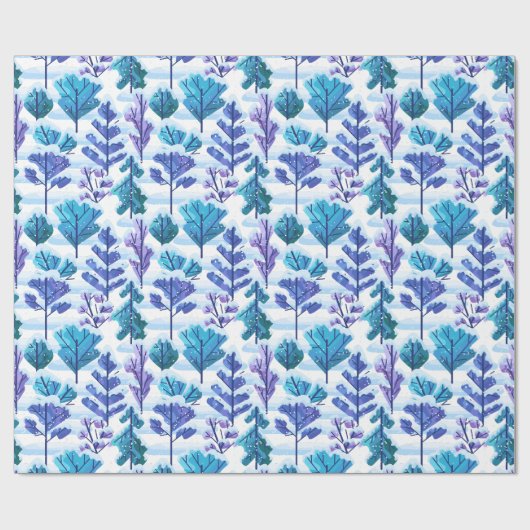 Snowed Trees Winter Pattern Cadeaupapier (Vlak)