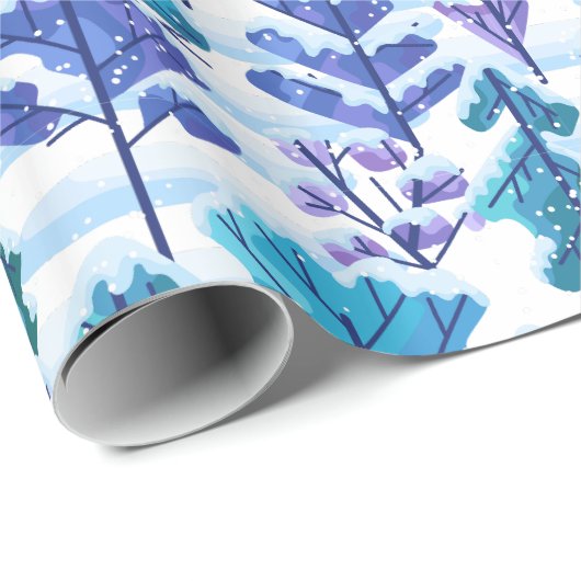 Snowed Trees Winter Pattern Cadeaupapier (Rol Hoek)