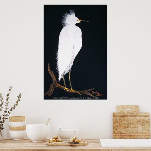 Snowey white egret poster (Keuken)