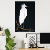 Snowey white egret poster (Thuiskantoor)