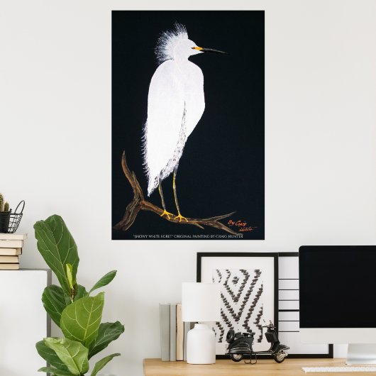 Snowey white egret poster (Thuiskantoor)