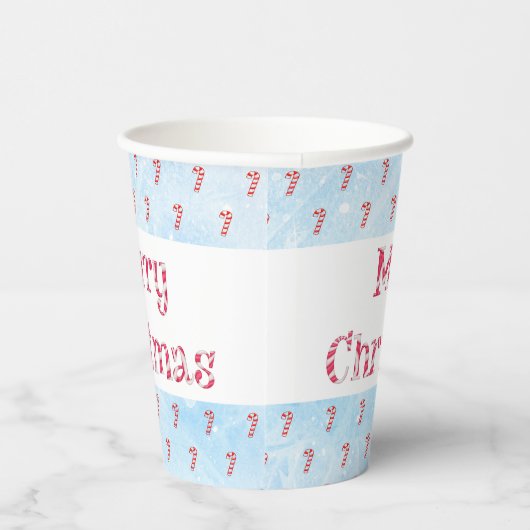 Snowfall-achtergrond voor prettige kerstsnoepjes papieren bekers (Rechts)