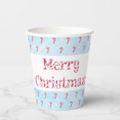 Snowfall-achtergrond voor prettige kerstsnoepjes papieren bekers (Voorkant)