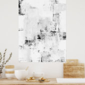 "Snowfall" Black and White Abstract Ar Poster (Keuken)