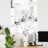 "Snowfall" Black and White Abstract Ar Poster (Thuiskantoor)