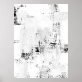 "Snowfall" Black and White Abstract Ar Poster