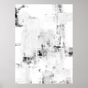 "Snowfall" Black and White Abstract Ar Poster