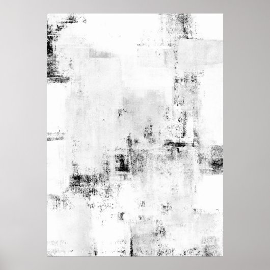 "Snowfall" Black and White Abstract Ar Poster (Voorkant)