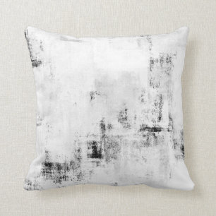 'Snowfall' Black and White Abstract Art Pillow Kussen