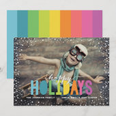 Snowfall Colorful Prettige feestdagen Foto Feestdagenkaart (Voorkant / Achterkant)