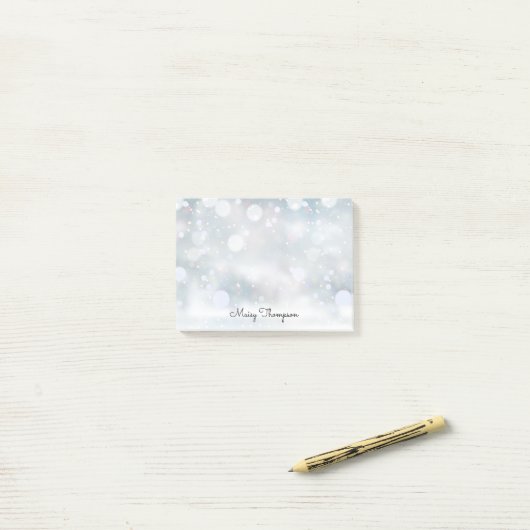 Snowfall Feestdagen Monogram Naam Post-it® Notes (Op bureau)