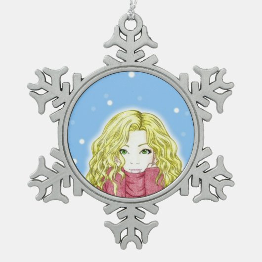 Snowfall Girl Snowflake Ornament (Voorkant)