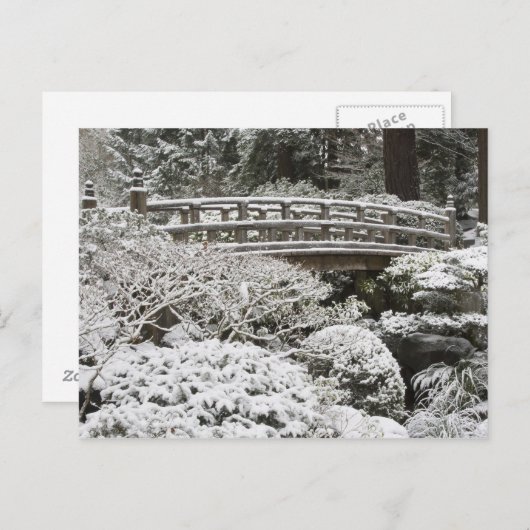 Snowfall in de Japanse tuin van Portland, Briefkaart (Voorkant / Achterkant)