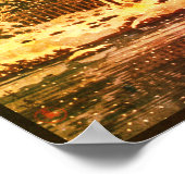 Snowfall in Feudal Japan op de Sumida rivier Ukiyo Poster (Hoek)