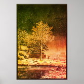 Snowfall in Feudal Japan op de Sumida rivier Ukiyo Poster (Voorkant)