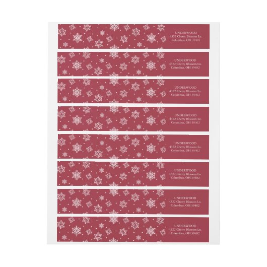 Snowfall-kerstnamelabel in rood (Vel)