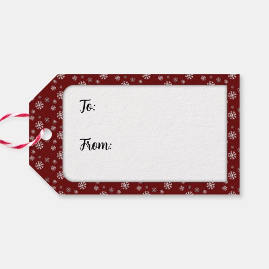 Snowfall Red Gift Label Cadeaulabel (Achterkant Horizontaal)