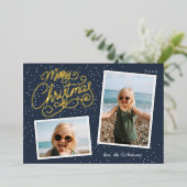 Snowfall Script 2 Fotoopname Folie Feestdagenkaart (Staand Voorkant)