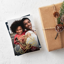 Snowfall Script-kerstfoto Folie Feestdagenkaart