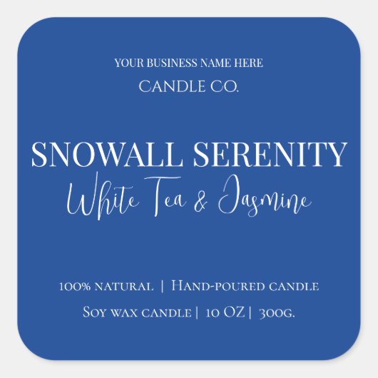 Snowfall Serenity White Tea & Jasmine Candle Label (Voorkant)
