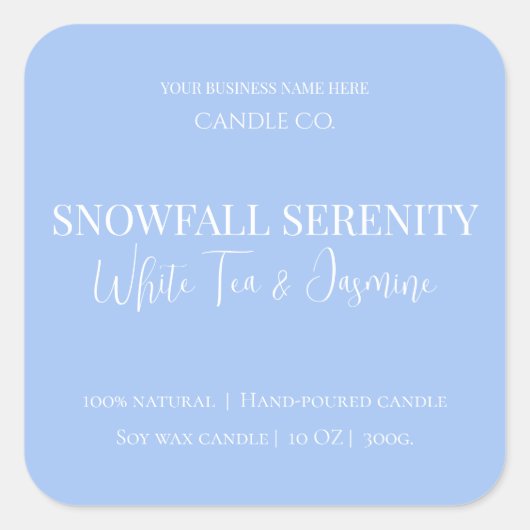 Snowfall Serenity White Tea & Jasmine Candle Label (Voorkant)