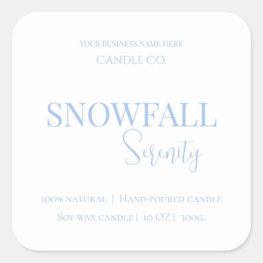 Snowfall Serenity White Tea & Jasmine Candle Label (Voorkant)