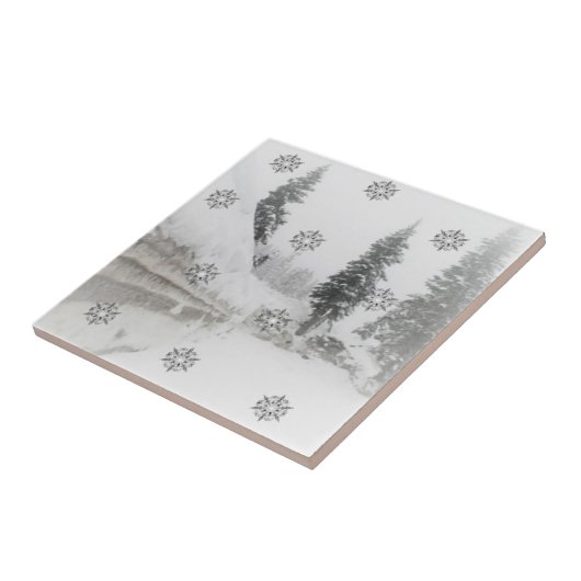 Snowfall snewflakes winterkerst tegeltje (Zijkant)