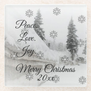 Snowfall Snowflakes Kerstzwarte witte schets Glazen Onderzetter