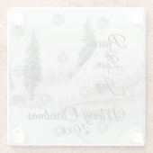 Snowfall Snowflakes Kerstzwarte witte schets Glazen Onderzetter (Achterkant)