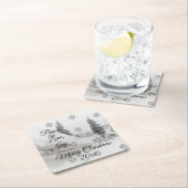 Snowfall Snowflakes Kerstzwarte witte schets Kartonnen Onderzetters (Insitu)