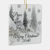 Snowfall Snowflakes Kerstzwarte witte schets Keramisch Ornament (Rechts)