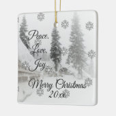 Snowfall Snowflakes Kerstzwarte witte schets Keramisch Ornament (Links)