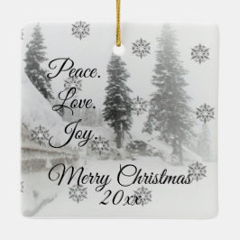 Snowfall Snowflakes Kerstzwarte witte schets Keramisch Ornament