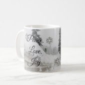 Snowfall Snowflakes Kerstzwarte witte schets Koffiemok (Voorkant links)