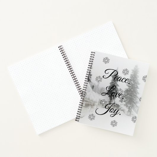 Snowfall Snowflakes Kerstzwarte witte schets Notitieboek (Binnen)